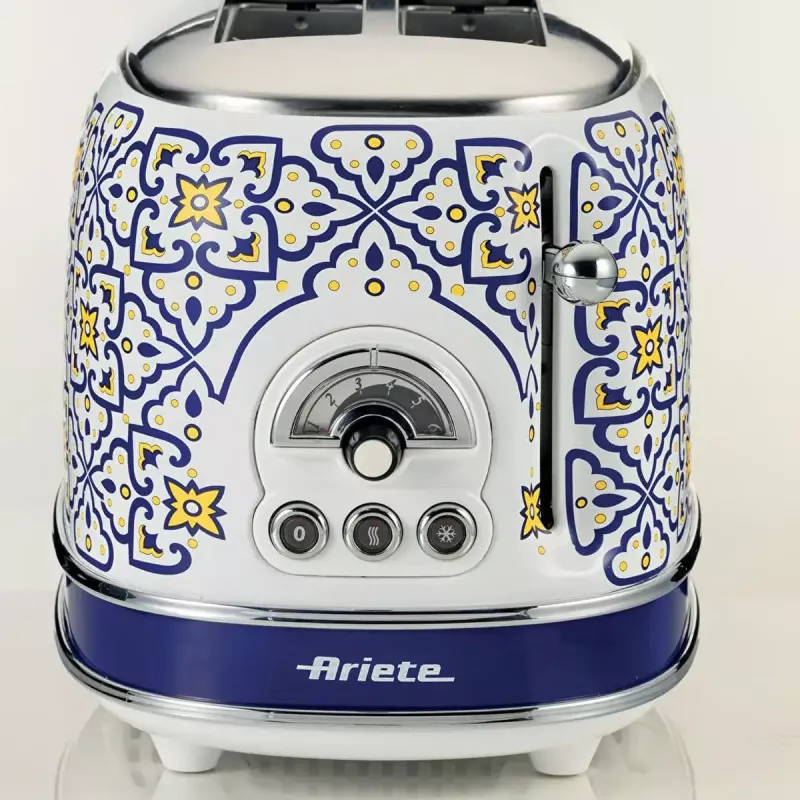 Ariete 155 Toaster Capri, 810W, 2 slices, 6 browning levels, Crumb tray, Defrost function, Automatic ejection, Without clamps