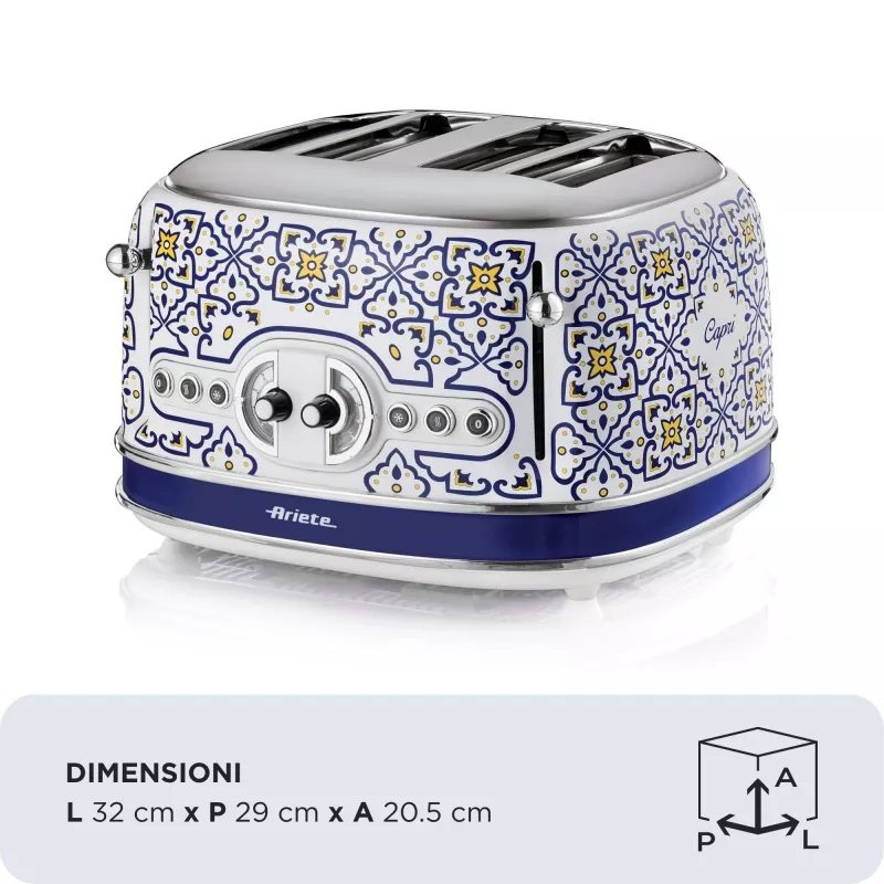 Toaster ARIETE Capri 4-slice, 1630 W, white/multicoloured