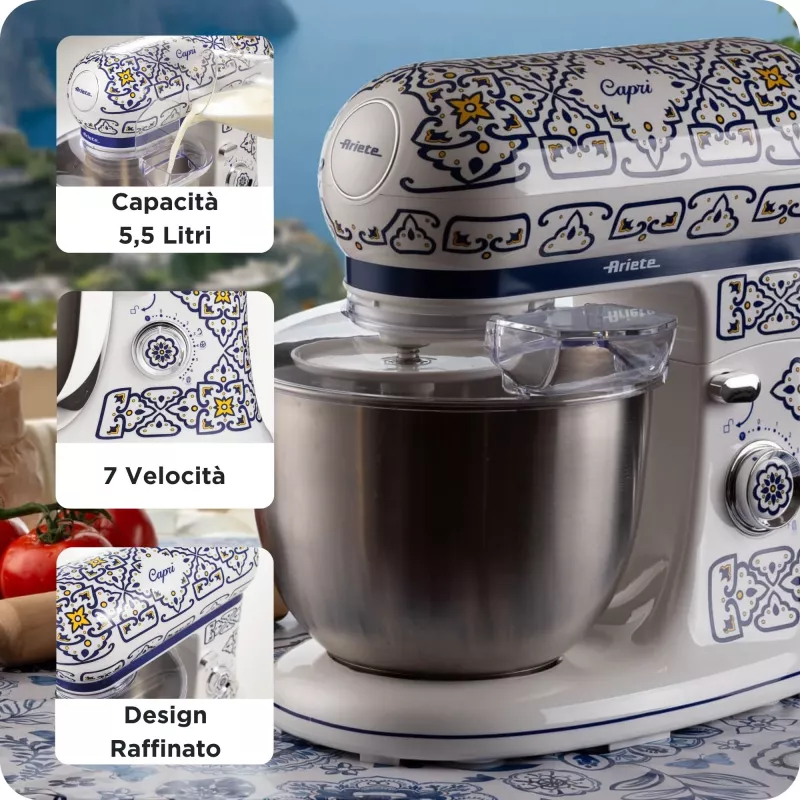 Ariete 1588 Capri mixer, Planetary, 7 speeds, 2400 Watt, 5.5 litres, Stainless steel cup