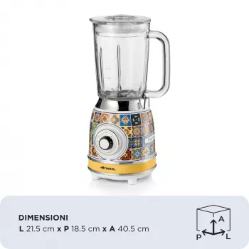 Ariete 583 Positano blender with 1.5 litre glass jug, 4 stainless steel blades, 4 speeds + pulse,1000 Watt