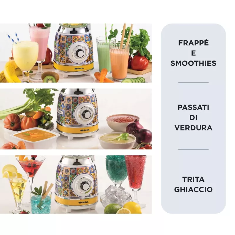 Ariete 583 Positano blender with 1.5 litre glass jug, 4 stainless steel blades, 4 speeds + pulse,1000 Watt
