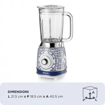 Ariete 583 Capri blender with 1.5 litre glass jug, 4 stainless steel blades, 4 speeds + pulse,1000 Watt