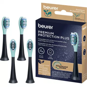 Electric toothbrush brush head pack Beurer SC Premium Protection Plus Green Planet — black, 4-pack