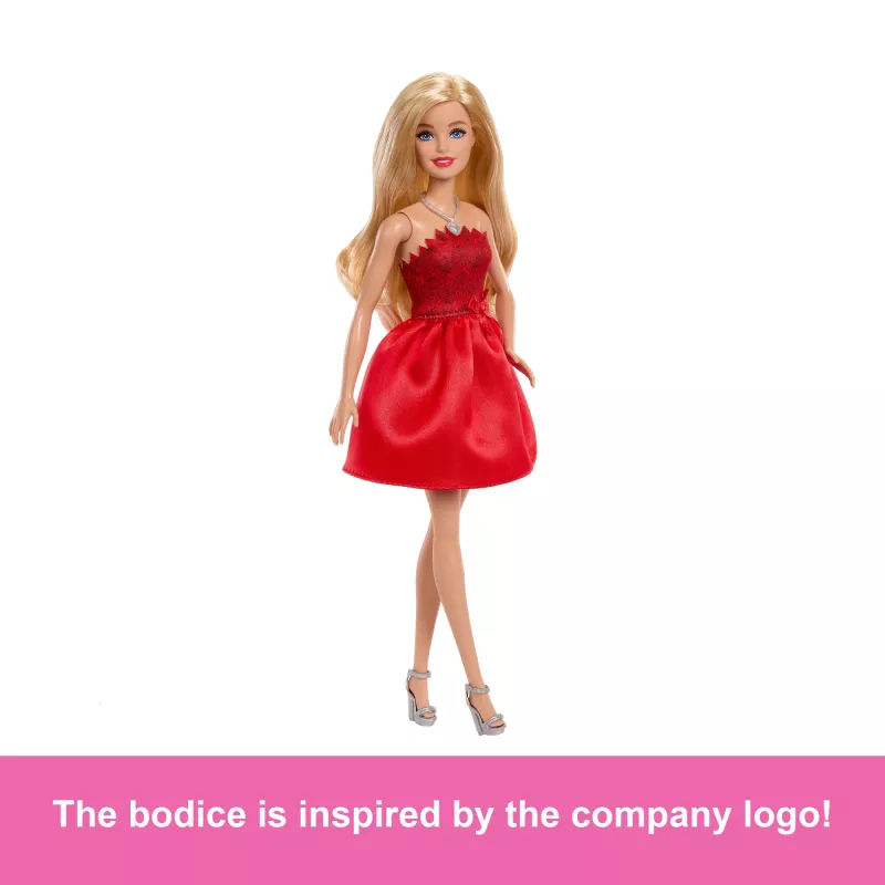 Barbie Mattel 80th Anniversary Ruby-Red Celebration Fashion Doll Wearing Red Dress with Accessories