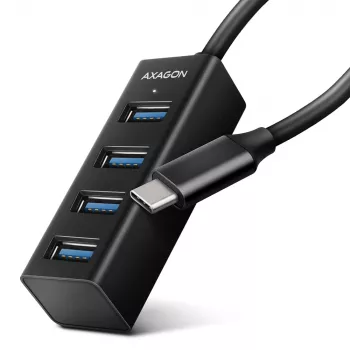 Axagon HUE-M1C 4x USB 3.2 Gen 1 MINI hub, metal, 20cm USB-C cable