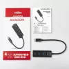 Axagon HUE-M1C 4x USB 3.2 Gen 1 MINI hub, metal, 20cm USB-C cable