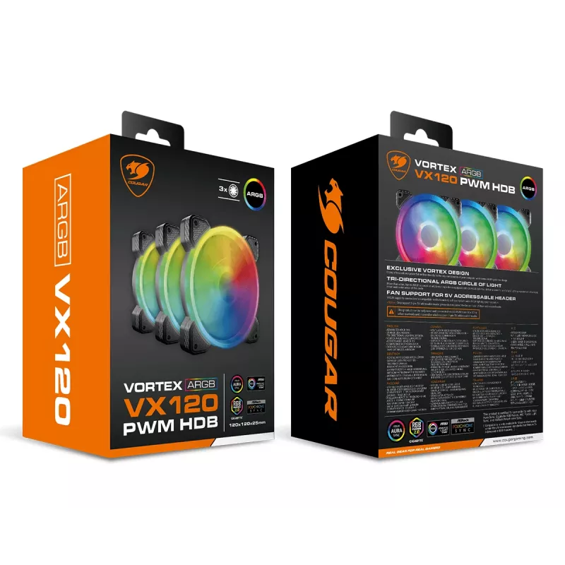COUGAR VORTEX ARGB VX120 Computer case Fan 12 cm Black 1 pc(s)