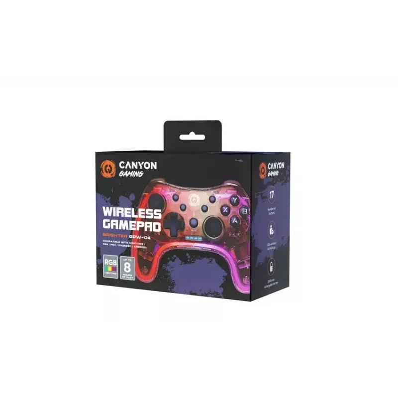Wireless Gamepad Canyon CND-GPW04 2.4G RGB Lighting 800mAh Battery