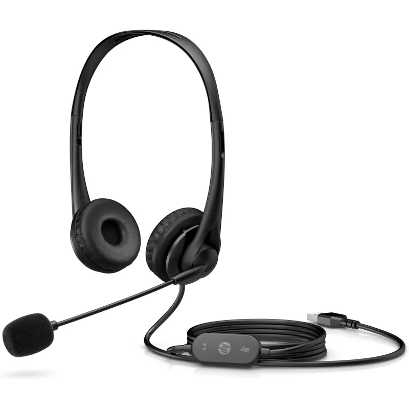 HP Stereo USB Headset G2, Wired, Office/Call center, 90 g, Headset, Black