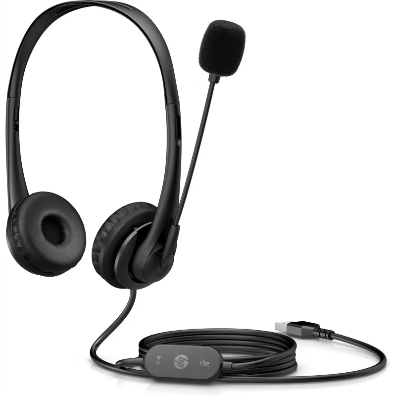HP Stereo USB Headset G2, Wired, Office/Call center, 90 g, Headset, Black