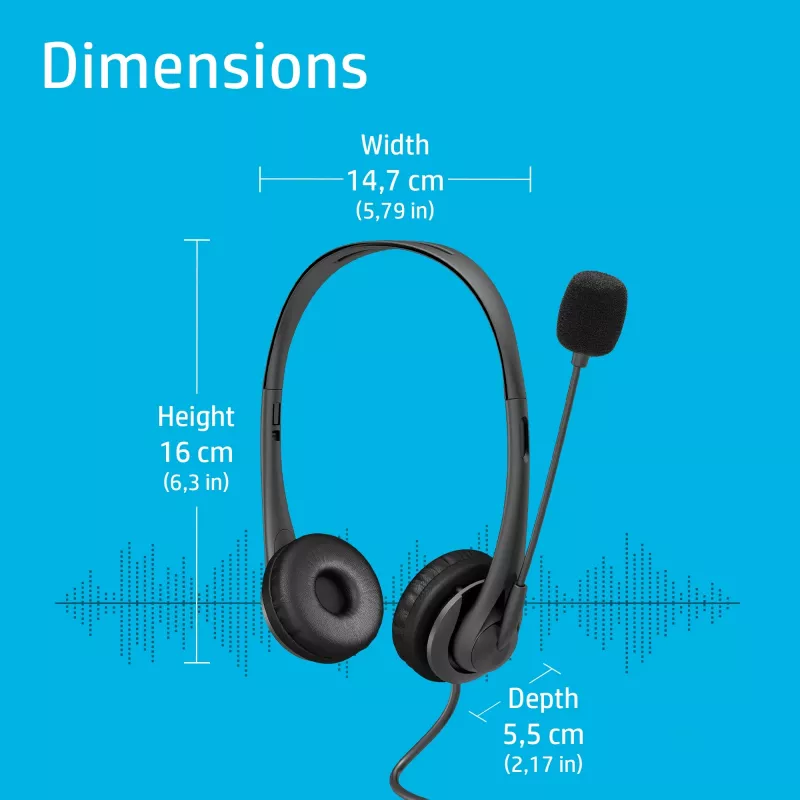 HP Stereo USB Headset G2, Wired, Office/Call center, 90 g, Headset, Black