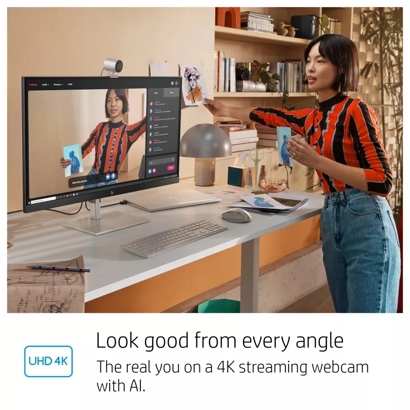 HP 950 4K Webcam, 3840 x 2160 pixels, Full HD, 30 fps, 1x, Auto, Auto