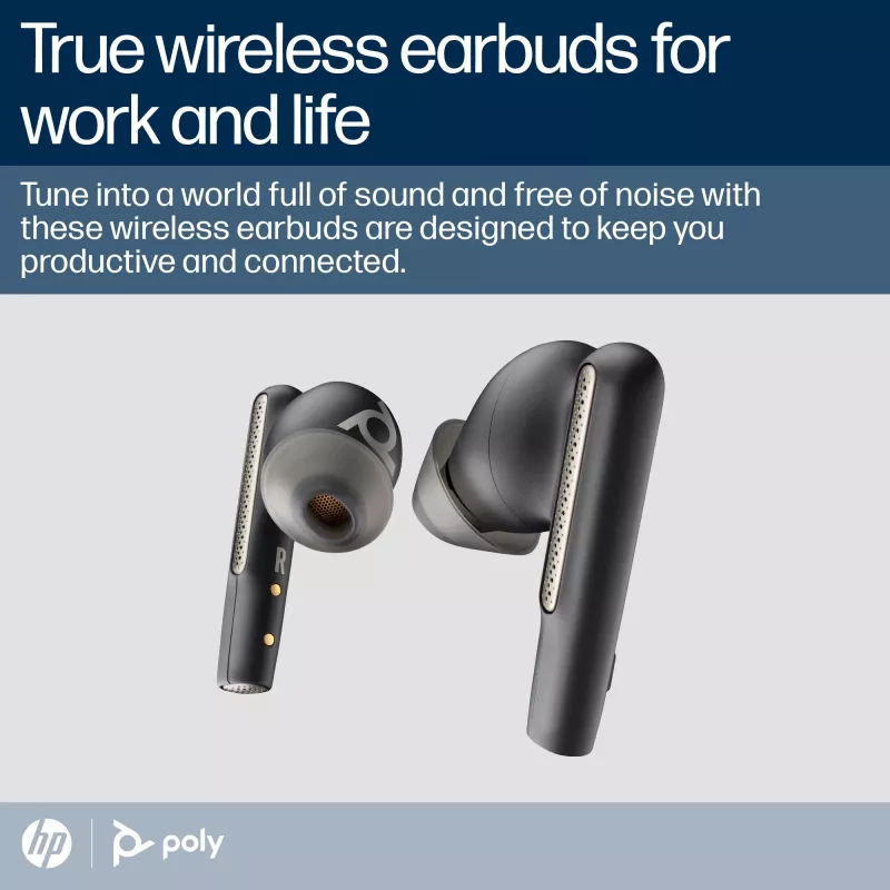 HP Poly Poly Voyager Free 60 UC Carbon Black Earbuds +BT700 USB-A Adapter +Basic Charge Case