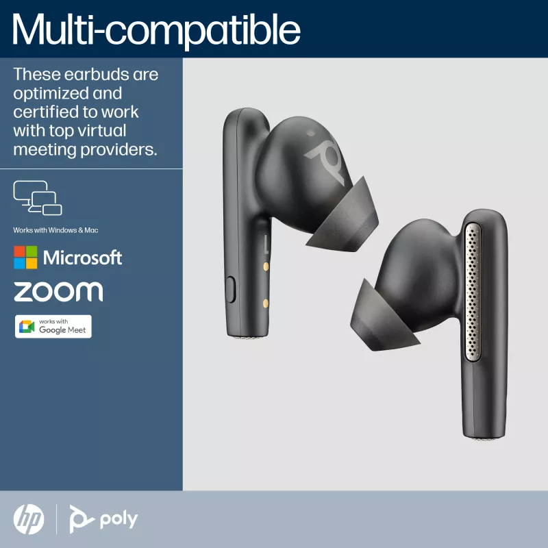 HP Poly Poly Voyager Free 60 UC Carbon Black Earbuds +BT700 USB-A Adapter +Basic Charge Case