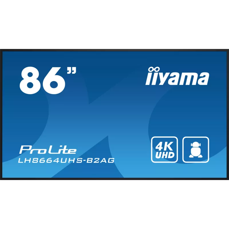 iiyama LH8664UHS-B2AG Signage Display Digital signage flat panel 2.17 m (85.6 inch) Wi-Fi 500 cd/m² 4K Ultra HD Black Built-in processor Android 11 24/7