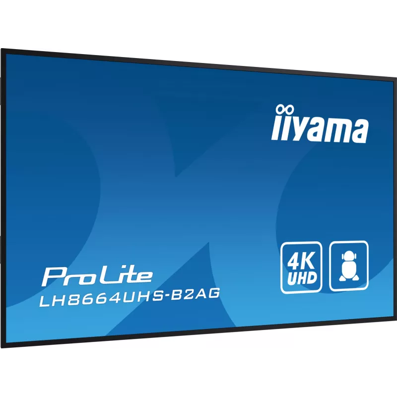 iiyama LH8664UHS-B2AG Signage Display Digital signage flat panel 2.17 m (85.6 inch) Wi-Fi 500 cd/m² 4K Ultra HD Black Built-in processor Android 11 24/7