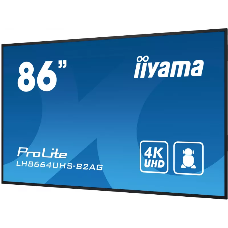 iiyama LH8664UHS-B2AG Signage Display Digital signage flat panel 2.17 m (85.6 inch) Wi-Fi 500 cd/m² 4K Ultra HD Black Built-in processor Android 11 24/7