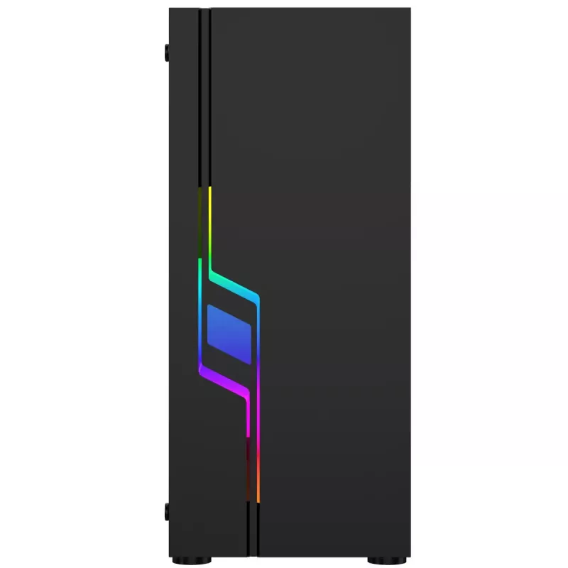 PC Case GEMBIRD Fornax 2000 RGB Midi Tower Black — Micro ATX/ITX/ATX, 1x120mm rear fan, 2x2.5 inch bays, 2x3.0 USB-A, Tempered glass