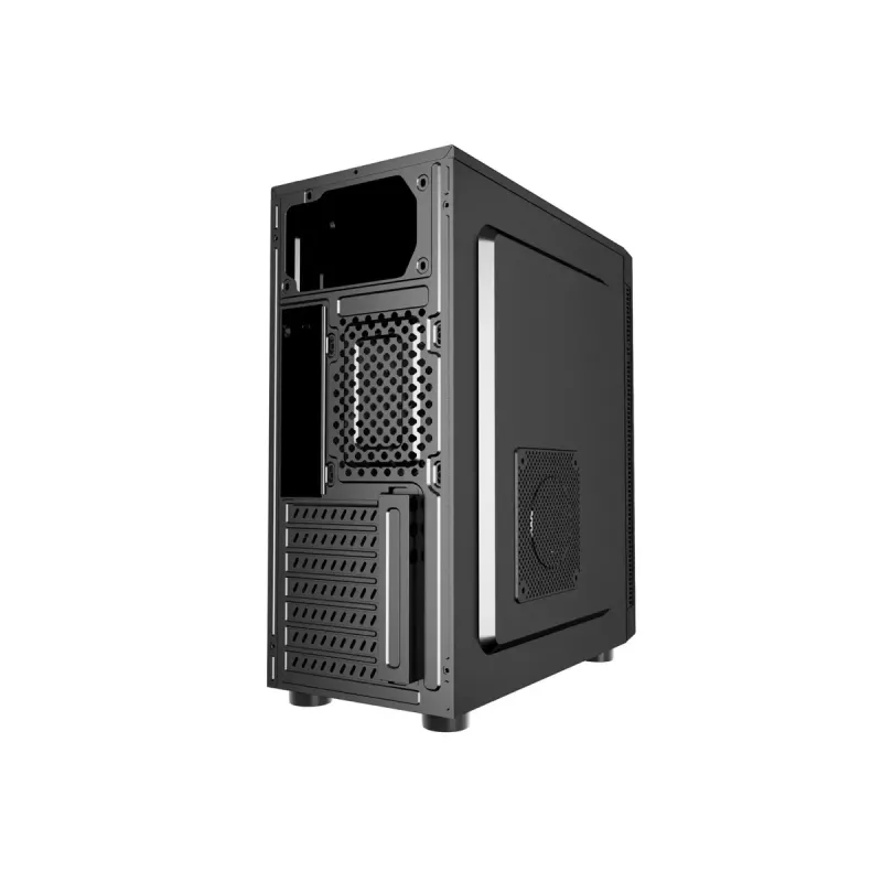 PC case GEMBIRD Fornax 160 Mini Tower — black, SPCC, supports ITX/mATX/ATX, 1×3.5 inch + 3×2.5 inch bays, 7 expansion slots, 445×185×390 mm