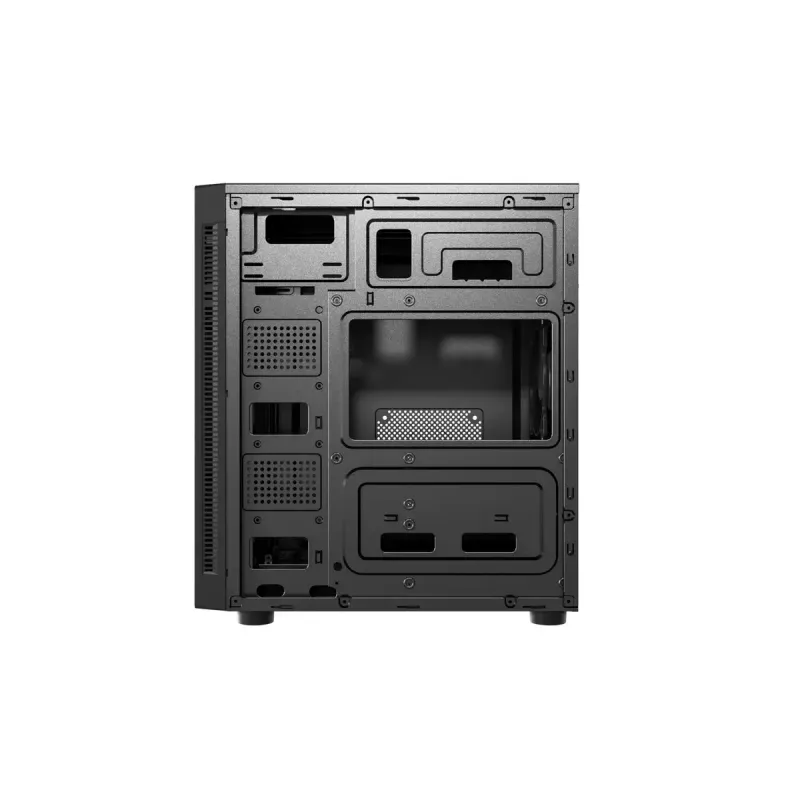 PC case GEMBIRD Fornax 160 Mini Tower — black, SPCC, supports ITX/mATX/ATX, 1×3.5 inch + 3×2.5 inch bays, 7 expansion slots, 445×185×390 mm