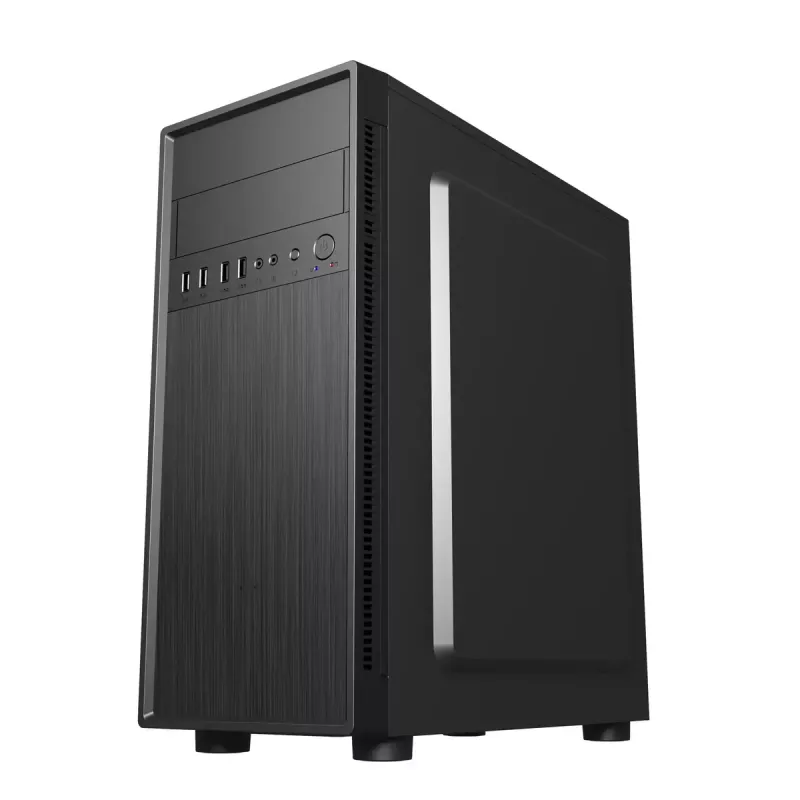 PC case GEMBIRD Fornax 160 Mini Tower — black, SPCC, supports ITX/mATX/ATX, 1×3.5 inch + 3×2.5 inch bays, 7 expansion slots, 445×185×390 mm
