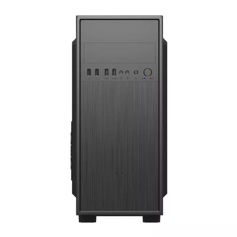 PC case GEMBIRD Fornax 160 Mini Tower — black, SPCC, supports ITX/mATX/ATX, 1×3.5 inch + 3×2.5 inch bays, 7 expansion slots, 445×185×390 mm