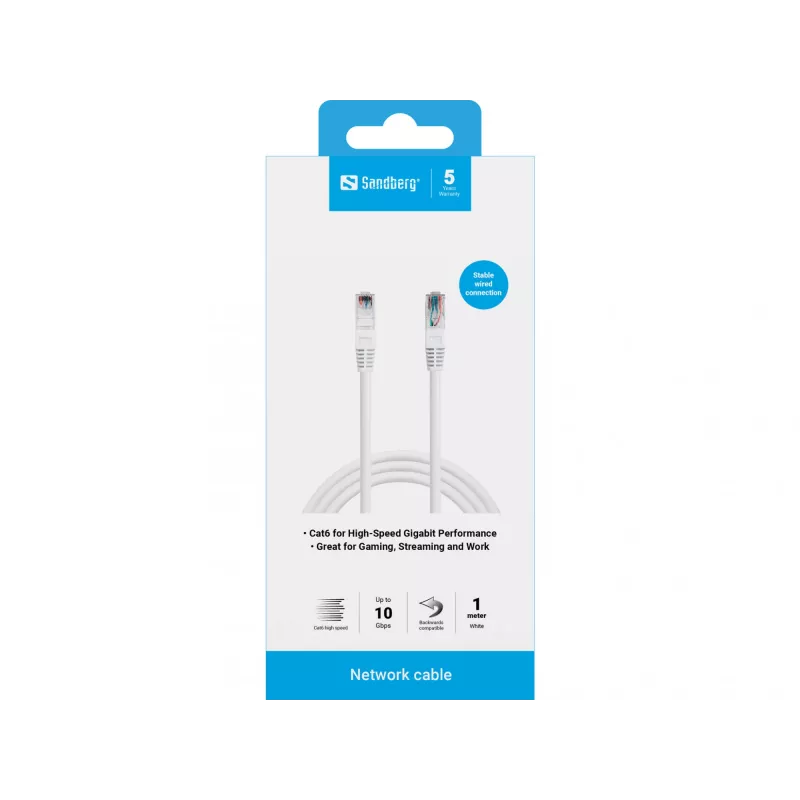 Network Cable Sandberg UTP Cat6 RJ-45 1m White