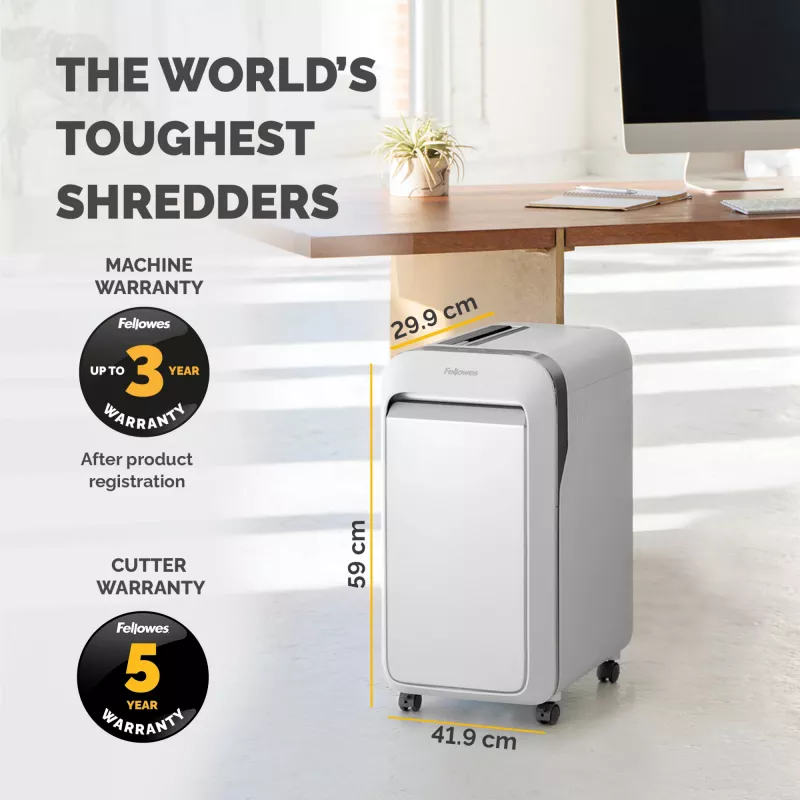 Fellowes LX Series Paper Shredder LX221 20 Sheet Micro Cut Shredder with 30 Litre Pull Out Bin Superior Security P5 White