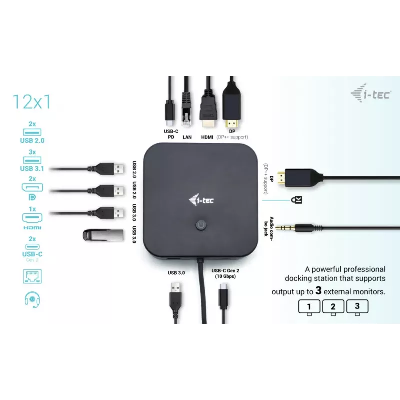i-tec USB-C HDMI Dual DP Docking Station with Power Delivery 100 W