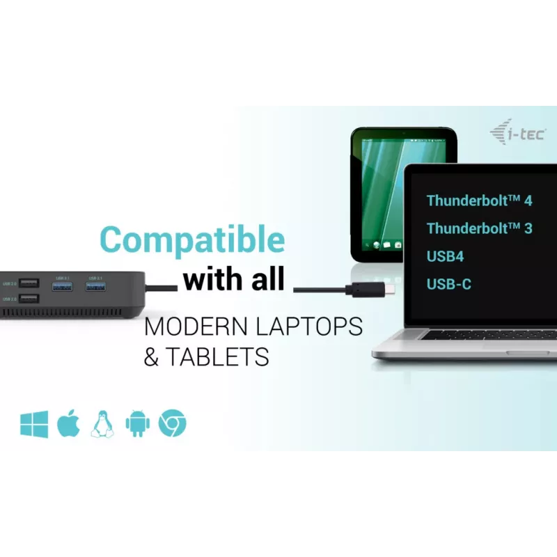 i-tec USB-C HDMI Dual DP Docking Station with Power Delivery 100 W