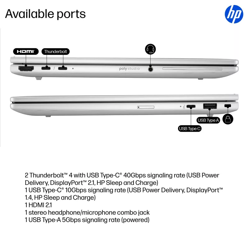 HP EliteBook 8 G1i AI PC Intel Core Ultra 7 255U Laptop 33.8 cm (13.3 inch) WUXGA 32 GB LPDDR5x-SDRAM Wi-Fi 7 (802.11be) Windows 11 Pro