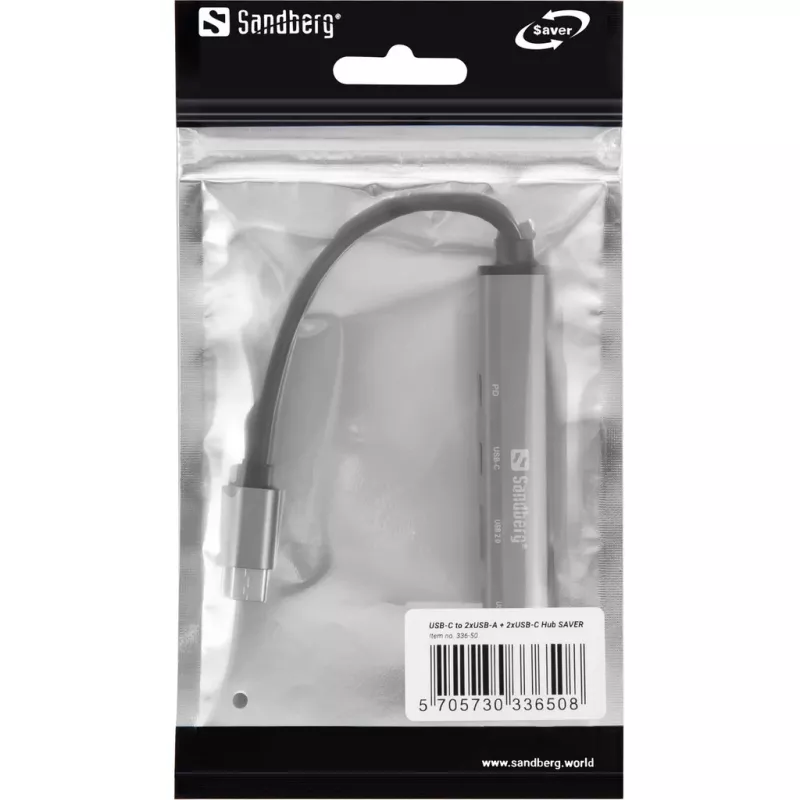 Sandberg USB-C to 3xUSB-A+2xUSB-C SAVER USB 3.2 Gen 1 Grey Aluminium