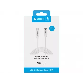 Sandberg USB-C to USB-C Cable 2M 100W USB 3.2 Gen 2 White