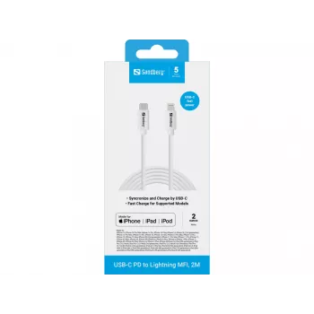 Sandberg USB-C PD to Lightning MFI 2M Cable 2m Lightning USB C