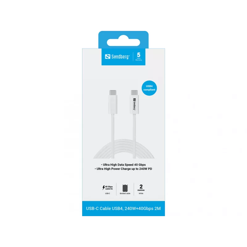 Cable Sandberg USB-C>C USB4 240W 40Gbps 2M