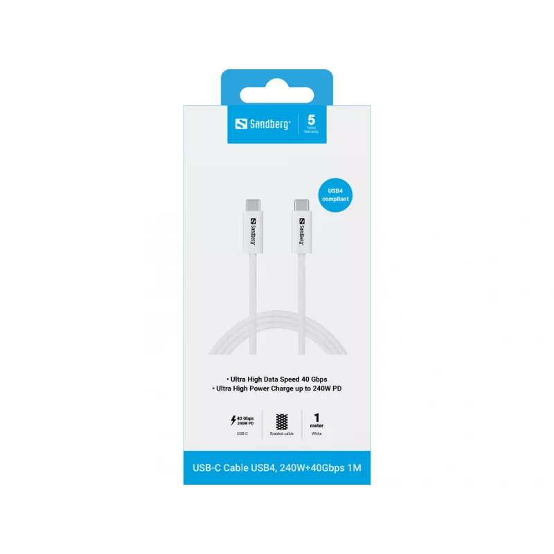 Cable Sandberg USB-C>C USB4 240W 40Gbps 1M