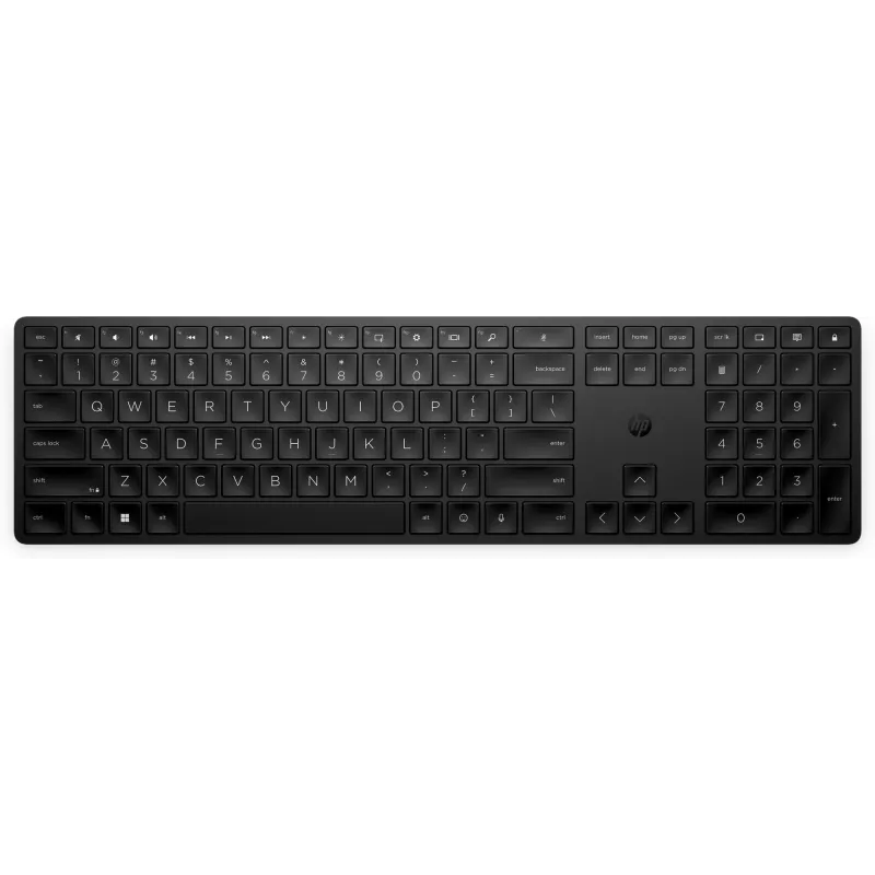 HP 455 Programmable Wireless Keyboard, Full-size (100%), Wireless, RF Wireless, Membrane, Black