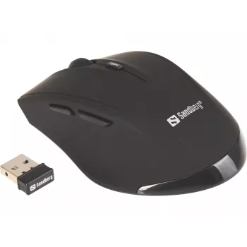 Sandberg Wireless Mouse Pro, Right-hand, Optical, RF Wireless, 1600 DPI, Black