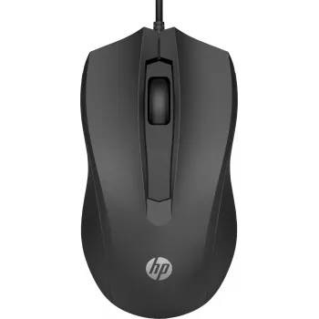 HP Wired Mouse 100, Ambidextrous, Optical, USB Type-A, 1600 DPI, Black