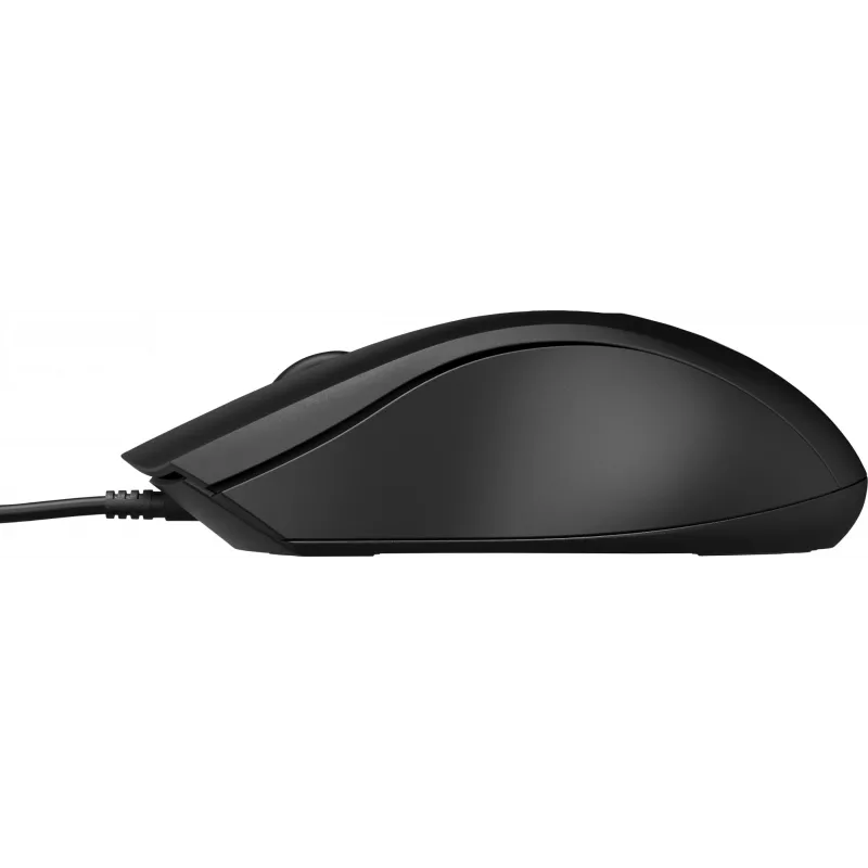 HP Wired Mouse 100, Ambidextrous, Optical, USB Type-A, 1600 DPI, Black
