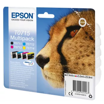 Epson Multipack 4-colours T0715 DURABrite Ultra Ink, Black, Cyan, Magenta, Yellow, 7.4 ml, 5.5 ml, 1 pc(s), Multi pack