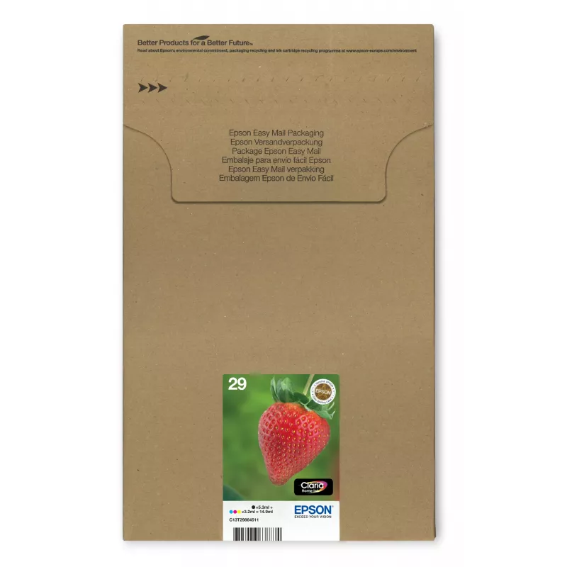 Epson Strawberry Multipack 4-colours 29 EasyMail, Standard Yield, Black, Cyan, Magenta, Yellow, 5.3 ml, 3.2 ml, 1 pc(s), Multi pack