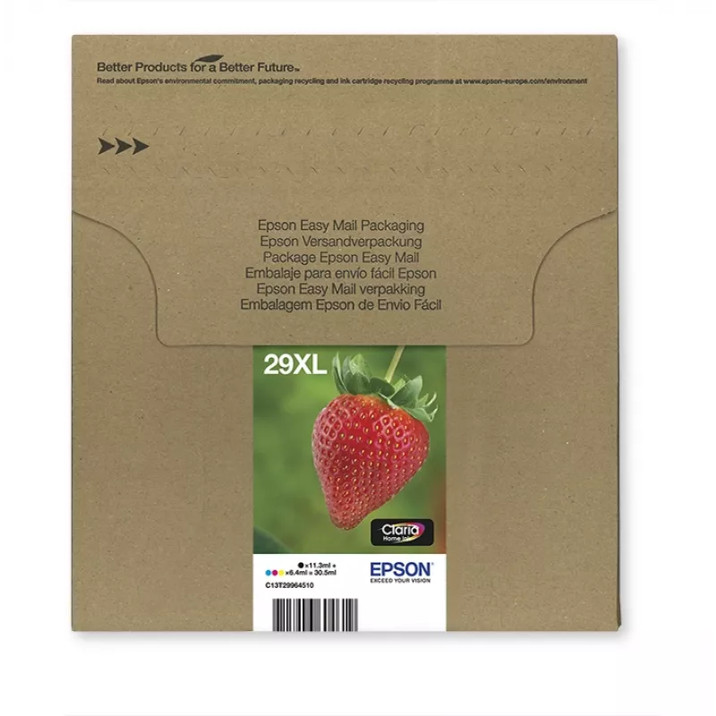 Epson Strawberry Multipack 4-colours 29XL EasyMail, High (XL) Yield, Black, Cyan, Magenta, Yellow, 11.3 ml, 6.4 ml, 1 pc(s), Multi pack