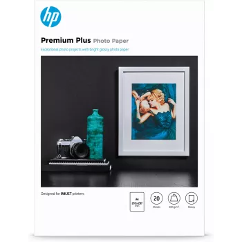 HP Premium Plus Glossy Photo Paper-20 sht/A4/210 x 297 mm, Gloss, 300 g/m², Laser/Inkjet, 20 sheets, Business, Enterprise, 15 - 35 °C