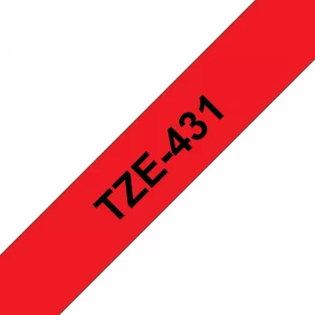 Brother TZE-431 label-making tape Black on red