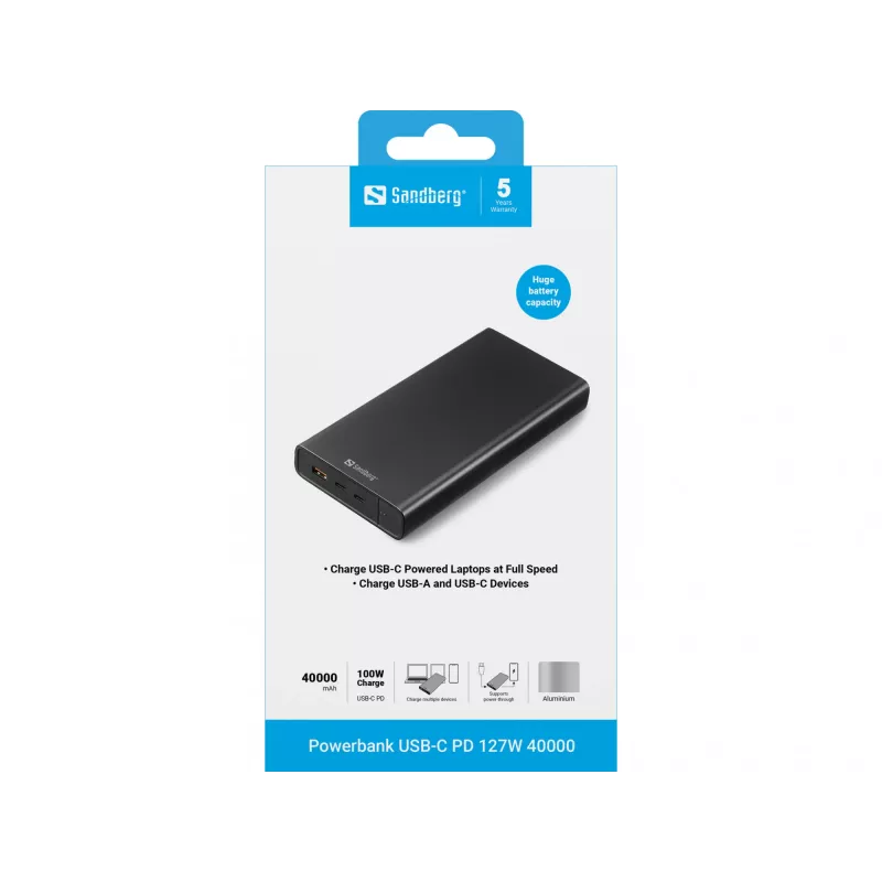 Portable Power Bank Sandberg USB-C PD 127W 40000 mAh