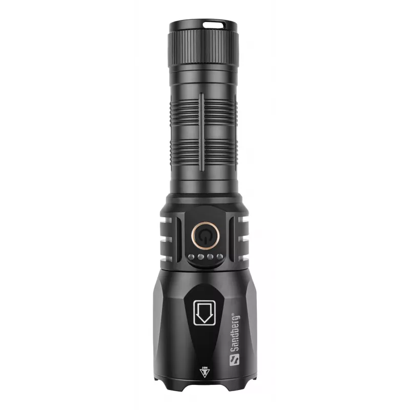 Sandberg Survivor Torch Powerbank 5000, Hand flashlight, Black, Aluminium, IPX4, -30 - 40 °C, FCC, RoHS, UKCA, CE