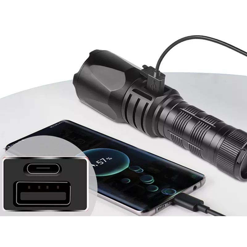 Sandberg Survivor Torch Powerbank 5000, Hand flashlight, Black, Aluminium, IPX4, -30 - 40 °C, FCC, RoHS, UKCA, CE
