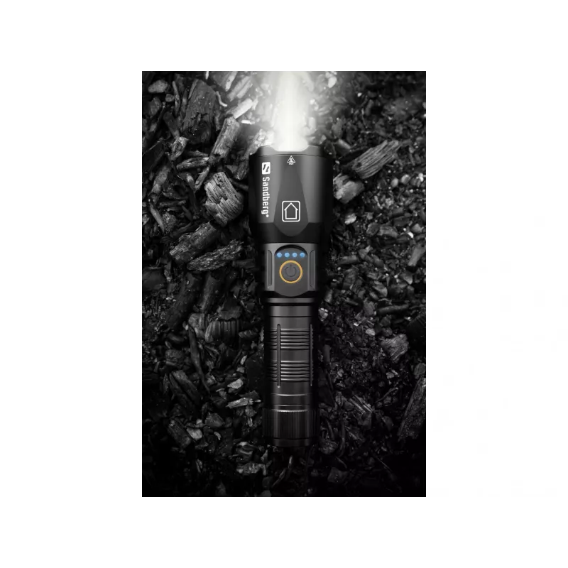 Sandberg Survivor Torch Powerbank 5000, Hand flashlight, Black, Aluminium, IPX4, -30 - 40 °C, FCC, RoHS, UKCA, CE