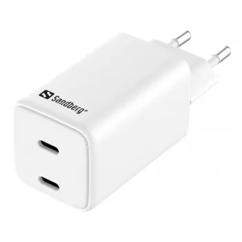 Sandberg AC Charger Dual USB-C PD65W EU, Indoor, AC, 20 V, 3.25 A, White